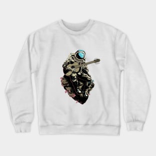 Astronaut Playing Guitar Shirt Galaxy Spaceman Guitarist Gift Crewneck Sweatshirt